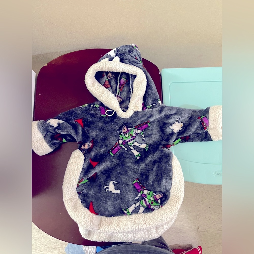 SOLD HANDMADE plush and Sherpa lined Toy Story Poncho Hooded Sweater